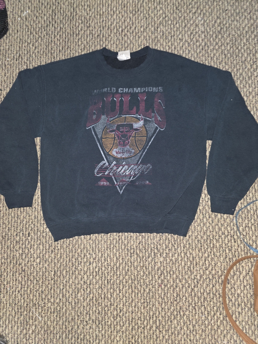 Junk Food Clothing Black Chicago Bulls Graphic Crewneck